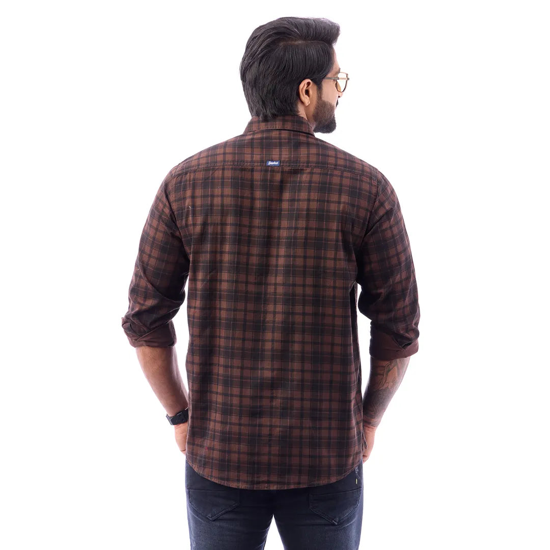 Men Blue Twill Checked Shirt - 7462