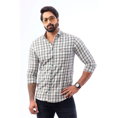 Green Twill Checked Shirt For Men - 1185