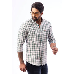 Green Twill Checked Shirt For Men - 1185