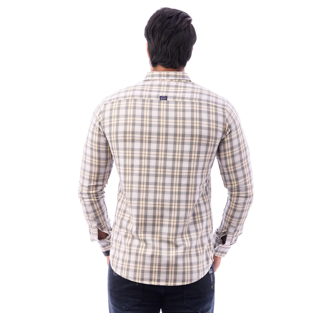 Green Twill Checked Shirt For Men - 1185