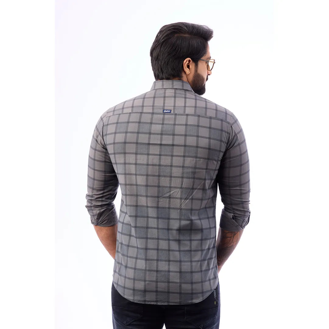 Blue Print Checked Shirt For Men - 1423