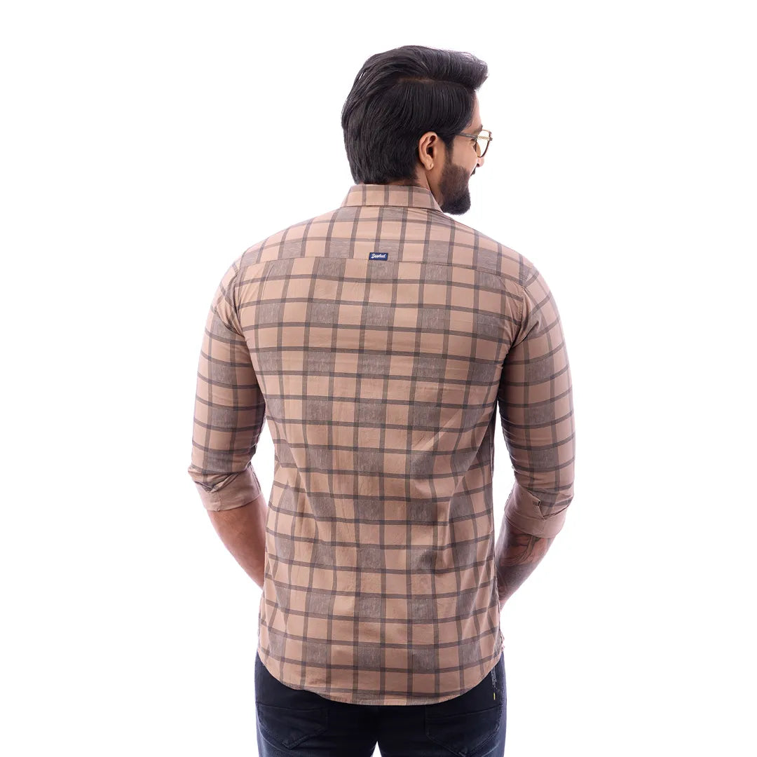 Blue Print Checked Shirt For Men - 1423