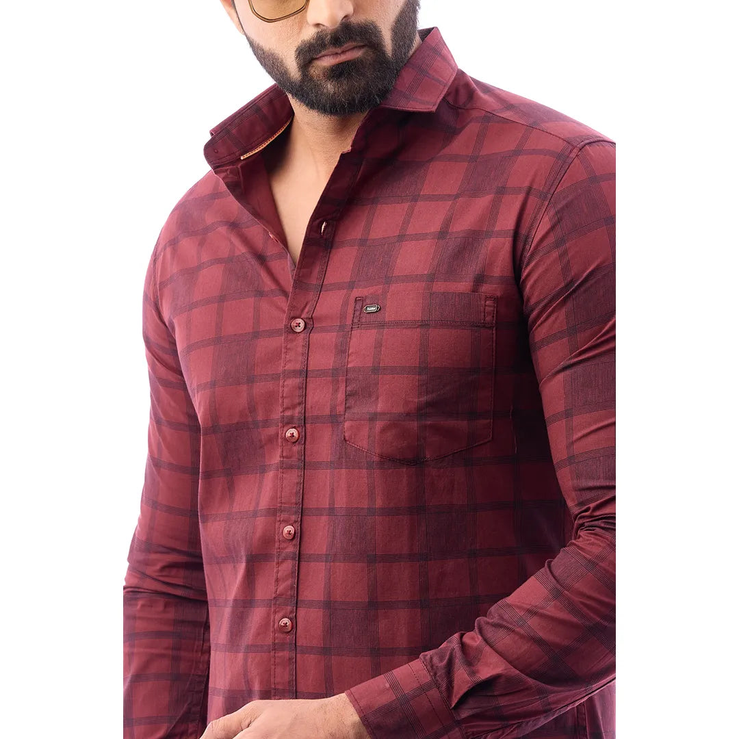 Blue Print Checked Shirt For Men - 1423