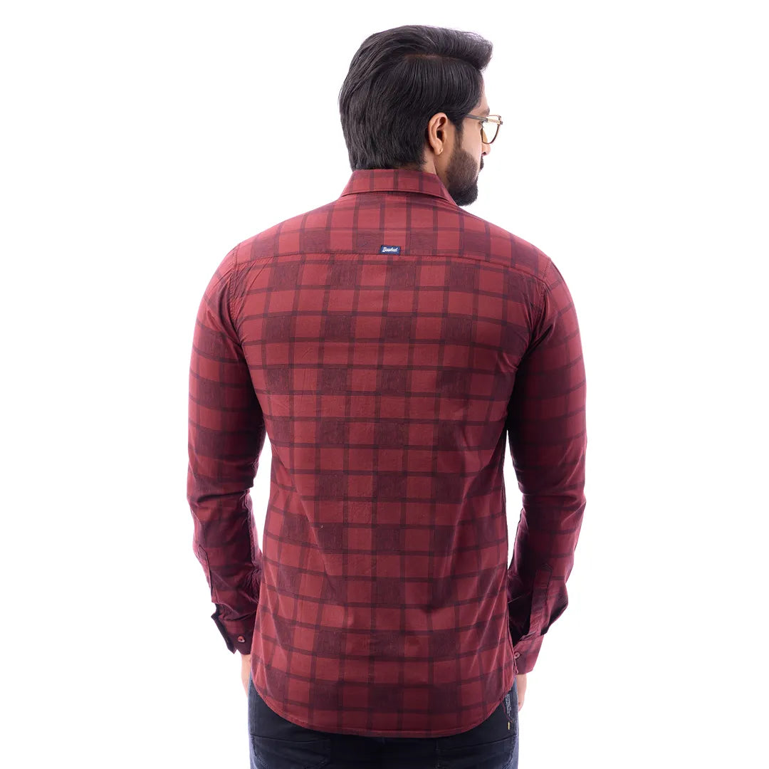 Blue Print Checked Shirt For Men - 1423