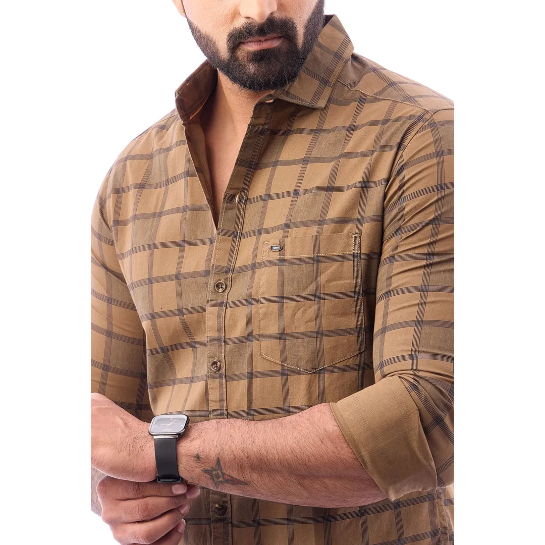 Blue Print Checked Shirt For Men - 1423