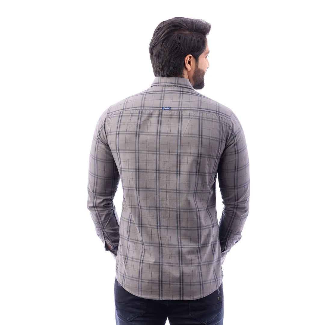 Light Blue Print Checked Shirt For Men - 1424