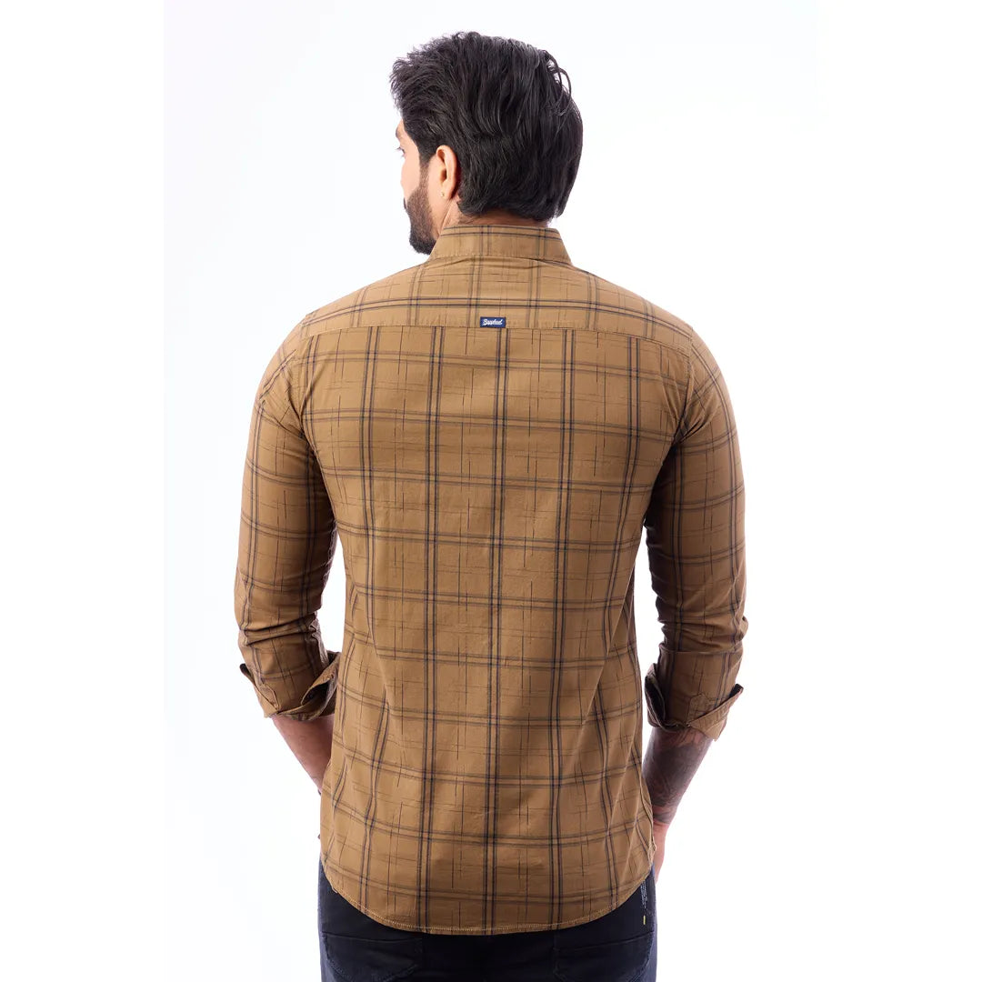 Light Blue Print Checked Shirt For Men - 1424