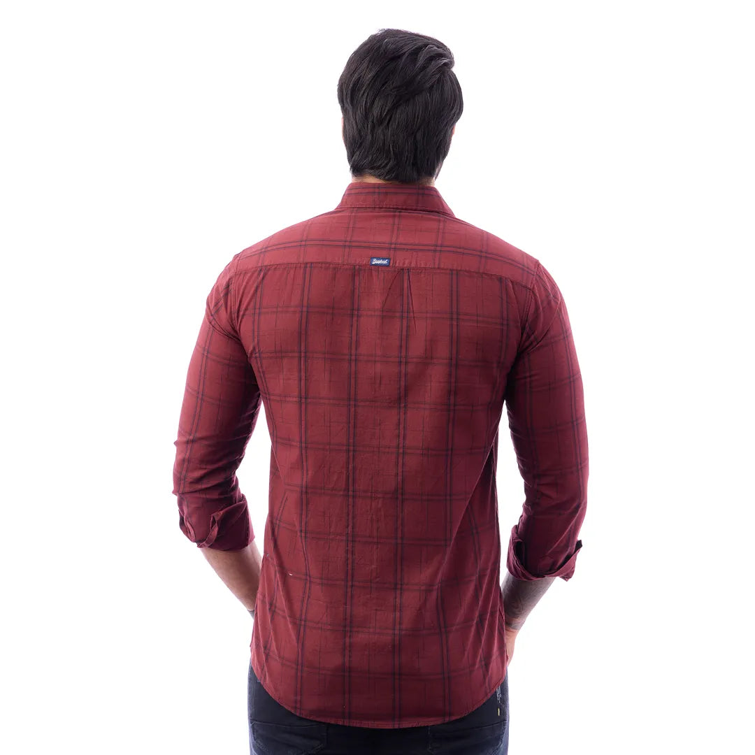 Light Blue Print Checked Shirt For Men - 1424