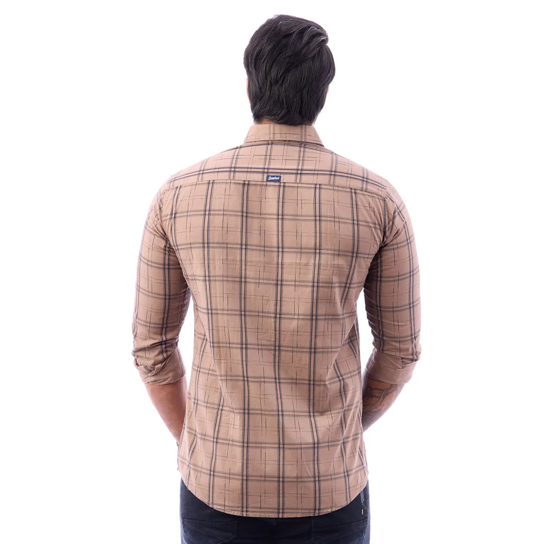 Light Blue Print Checked Shirt For Men - 1424