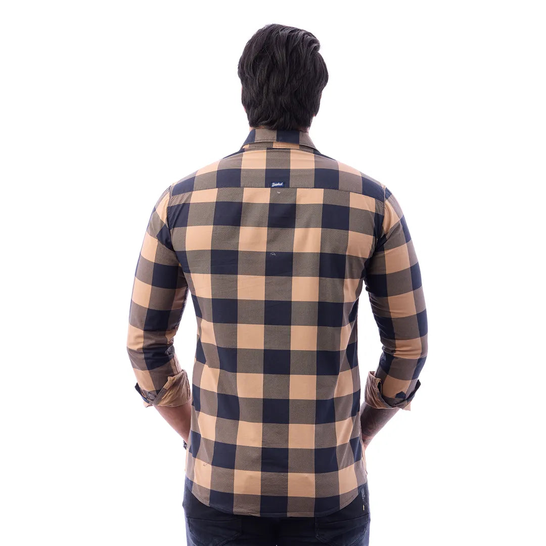 Duo Blue Print Checked Shirt For Men - 1426