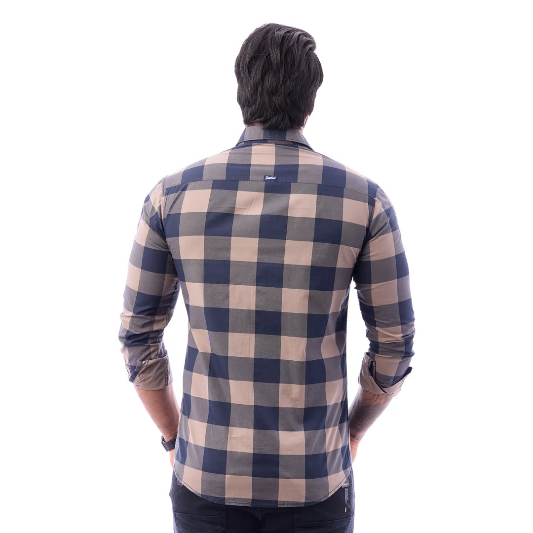 Duo Blue Print Checked Shirt For Men - 1426