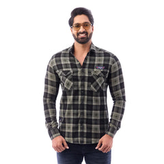 Green Corduroy View Checked Shirt For Men - 1429