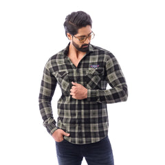 Green Corduroy View Checked Shirt For Men - 1429