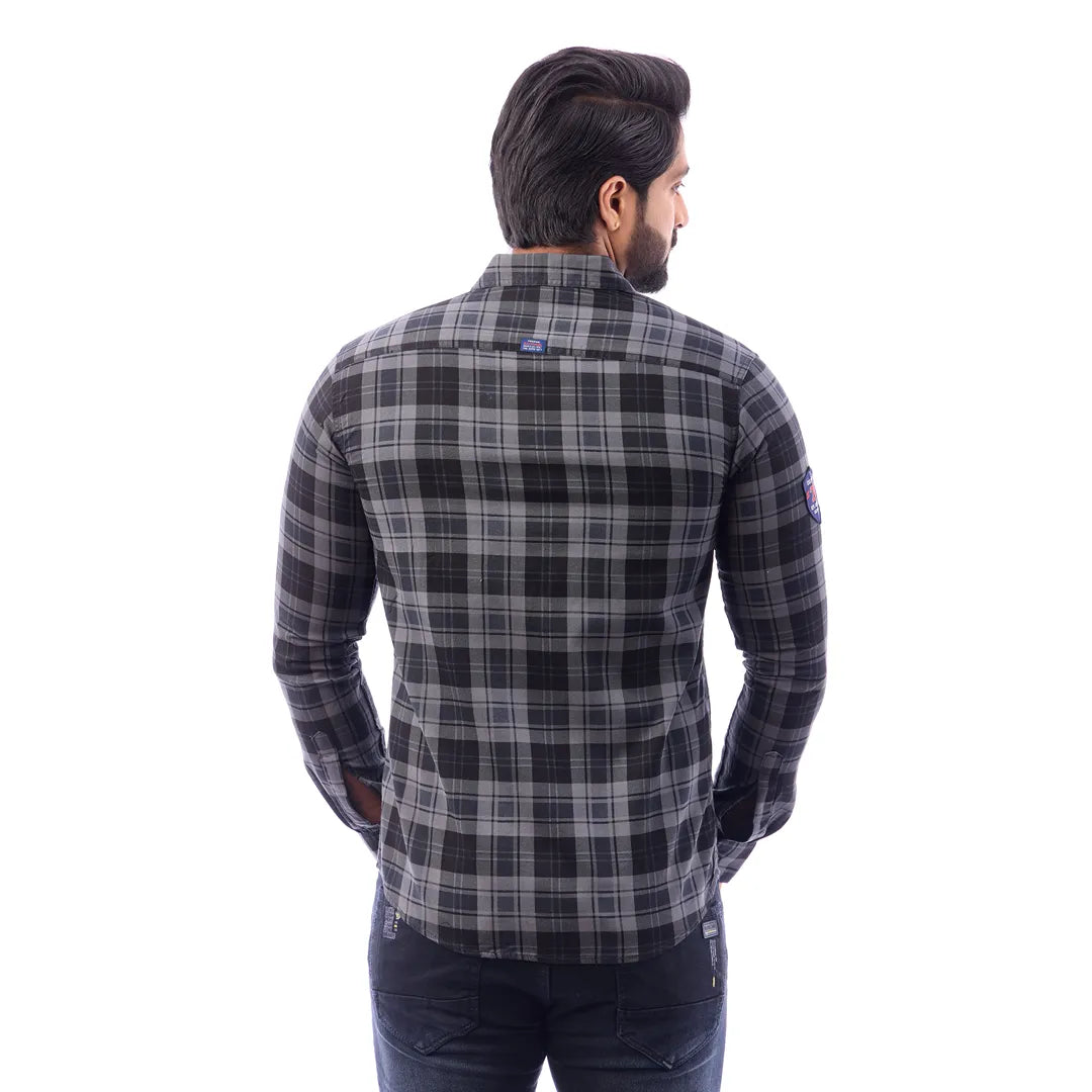 Green Corduroy View Checked Shirt For Men - 1429