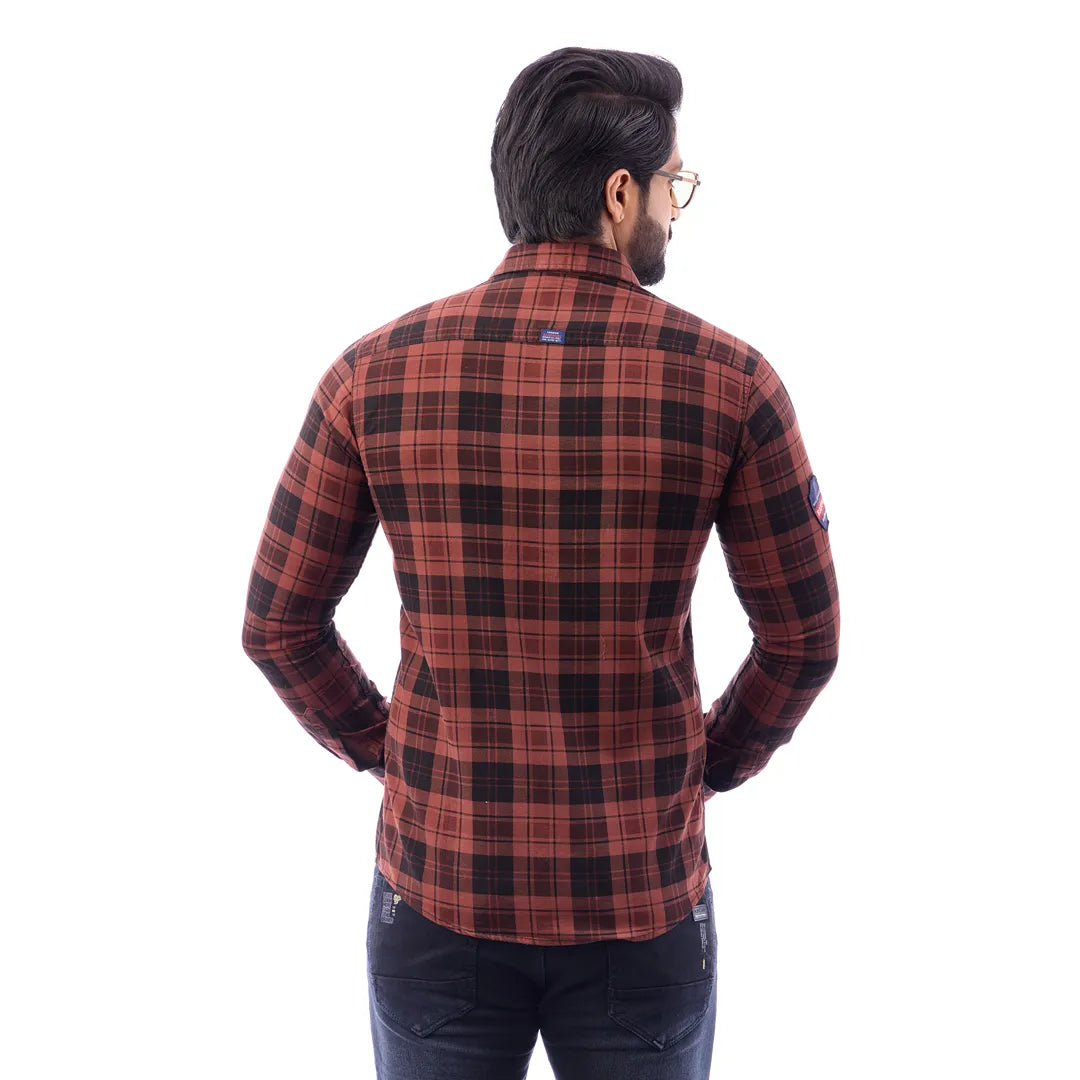 Green Corduroy View Checked Shirt For Men - 1429