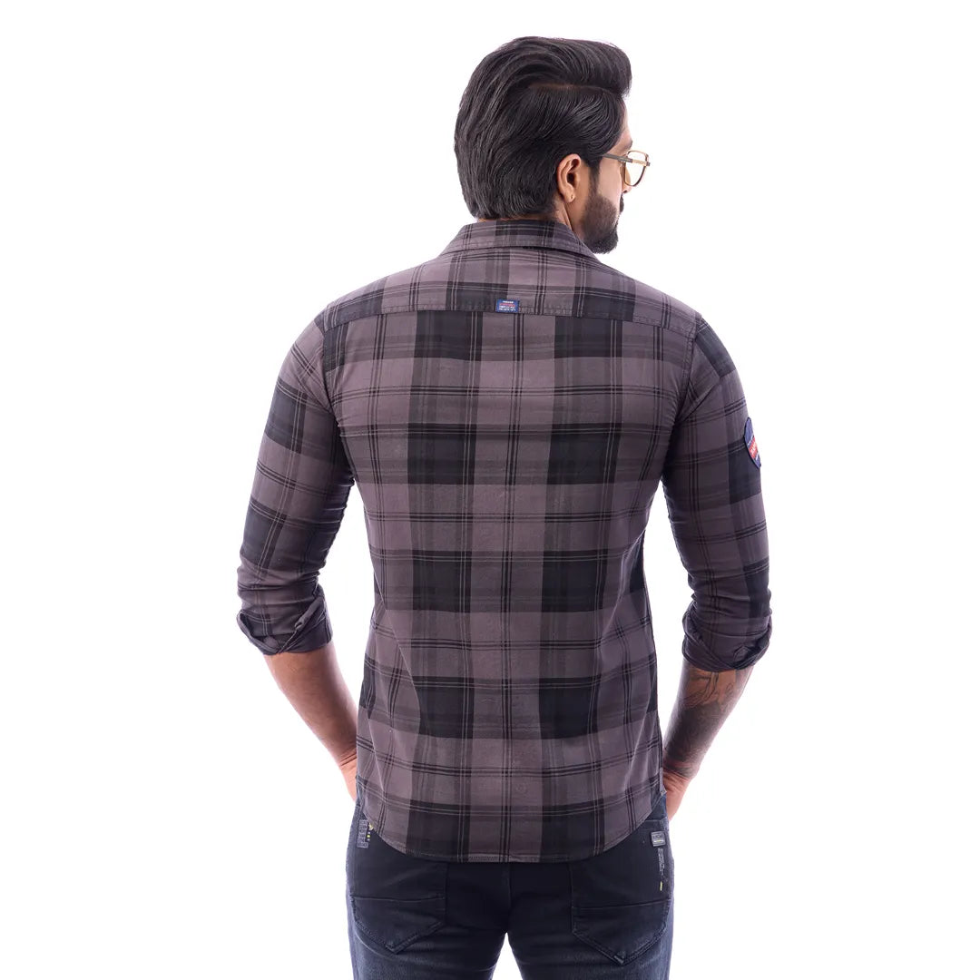 Coffee And Brown Corduroy View Checked Shirt For Men - 1430