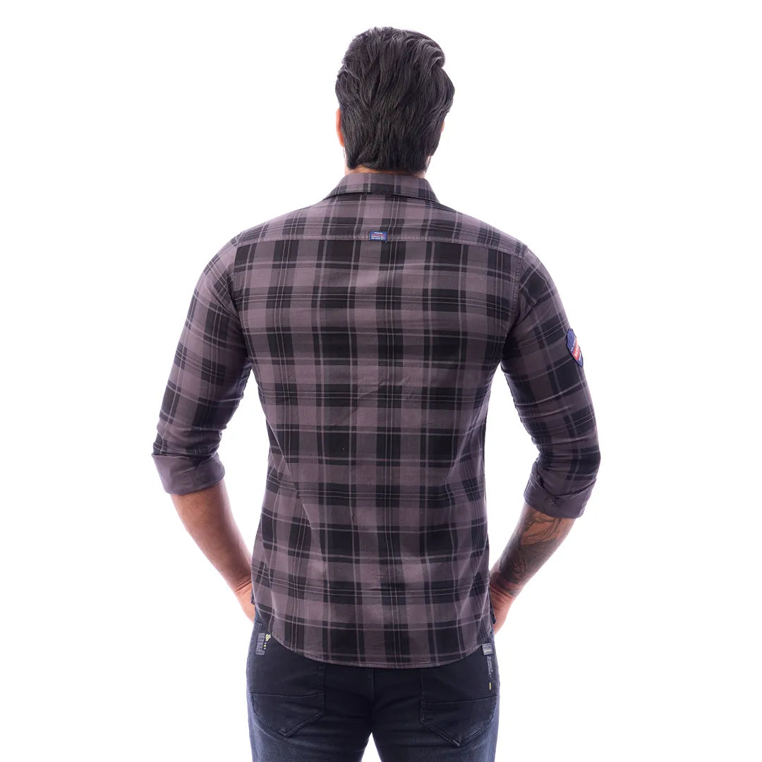 Coffee Corduroy View Checked Shirt For Men - 1431