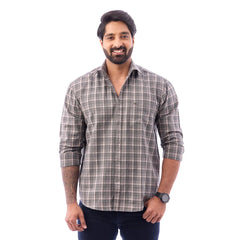 Men Grey Oxford Checked Shirt - 1435