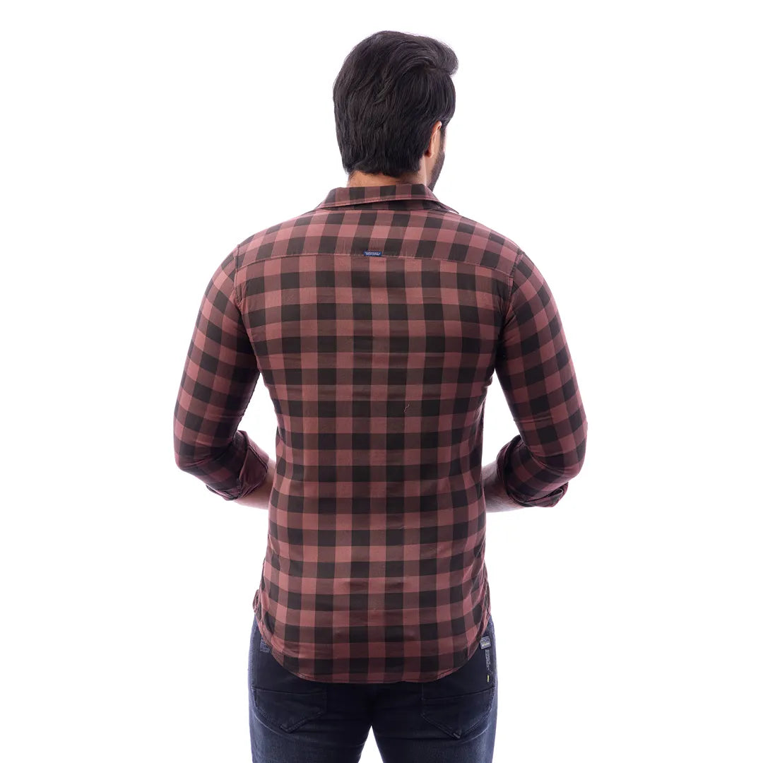 Men Blue Print Checked Shirt - 1491