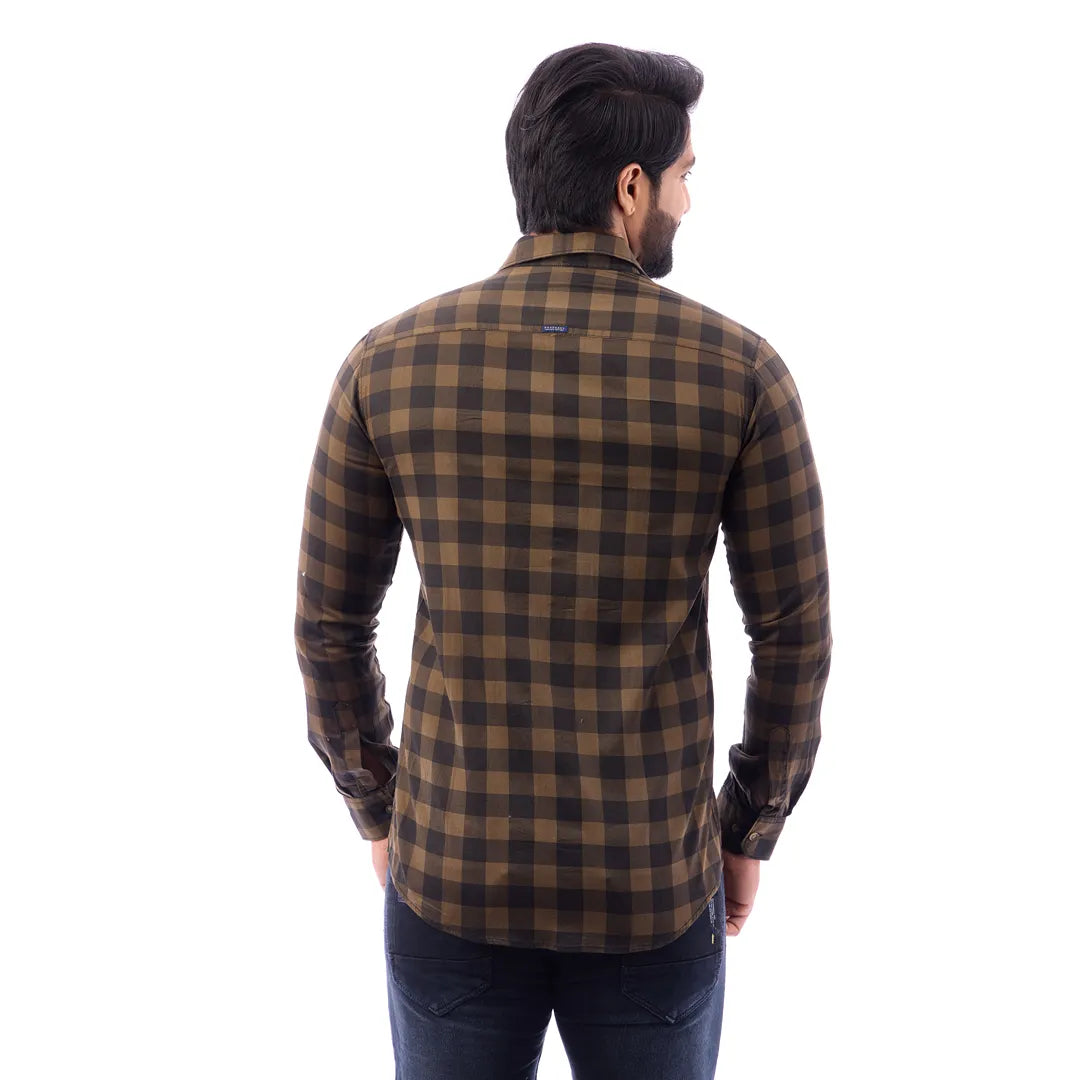 Men Blue Print Checked Shirt - 1491