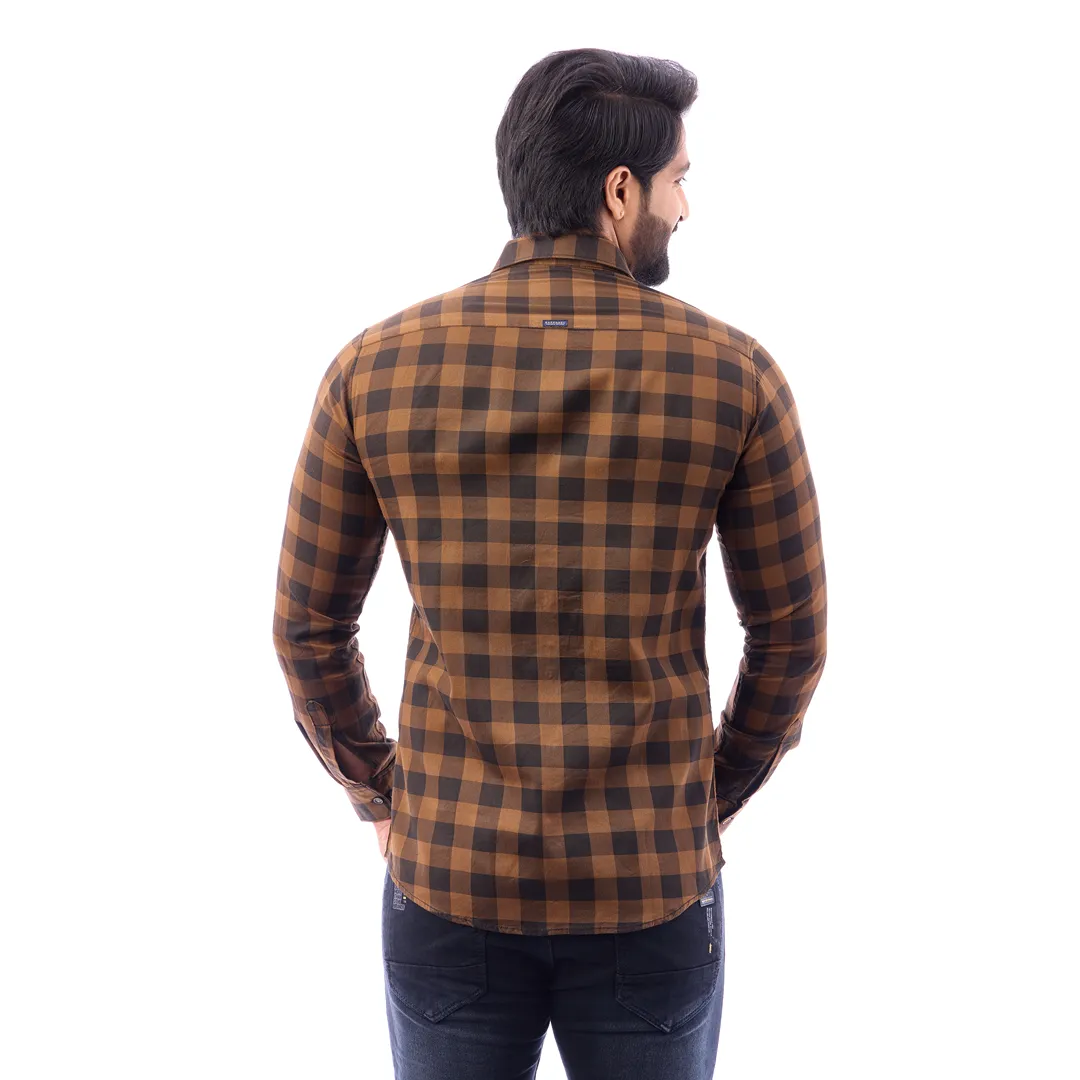 Men Blue Print Checked Shirt - 1491