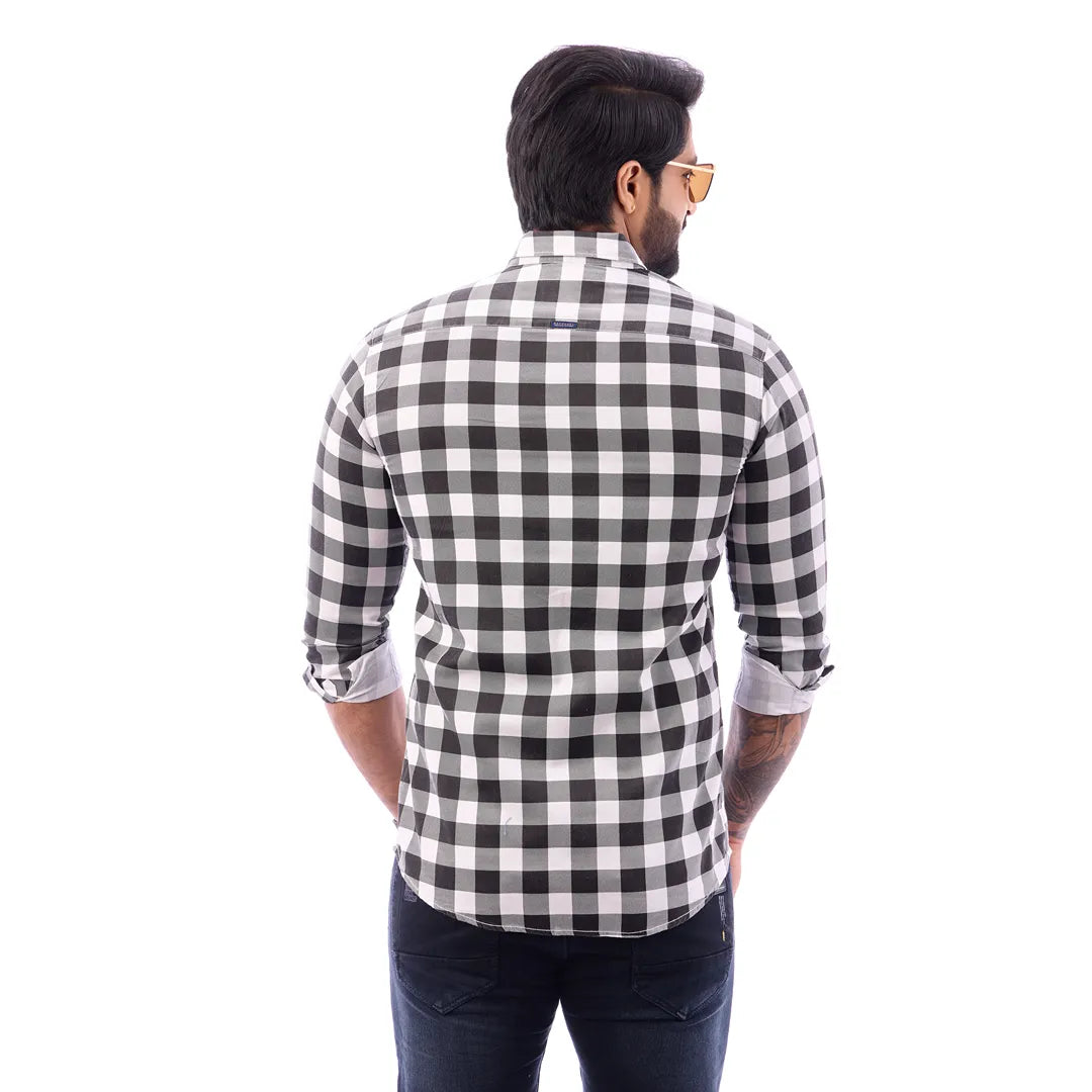 Men Blue Print Checked Shirt - 1491