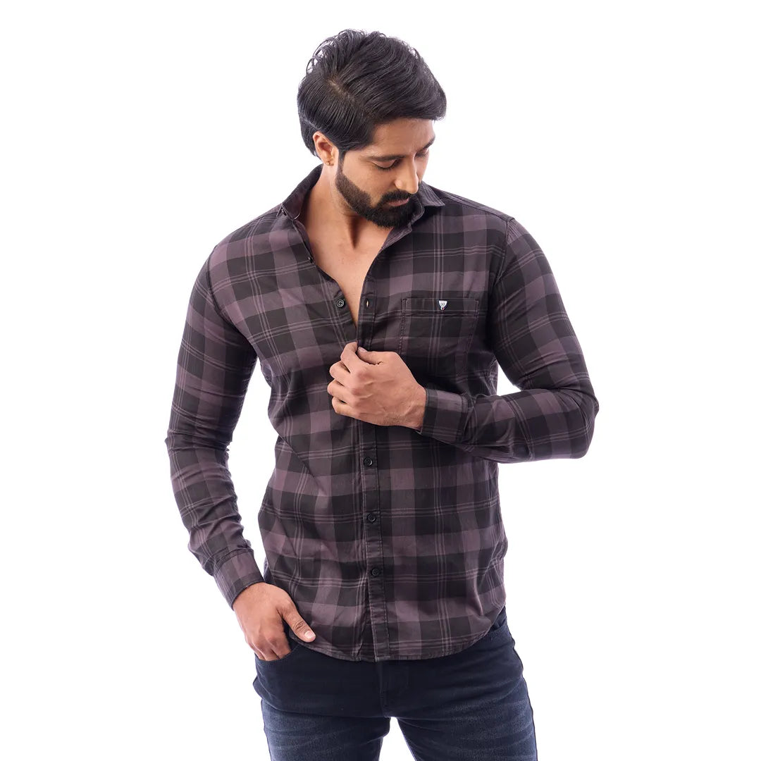 Men Green And Black Print Checked Shirt - 1492