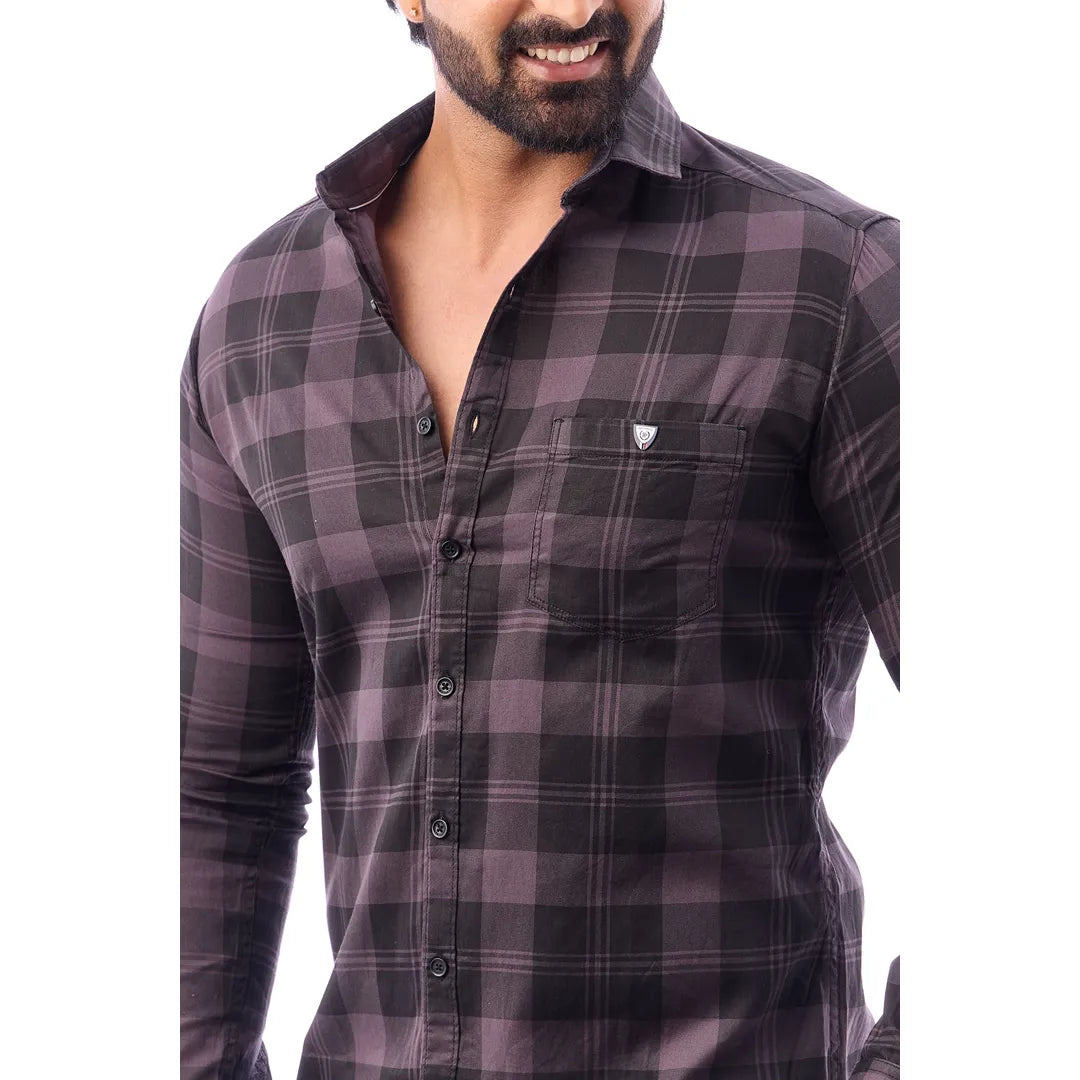 Men Green And Black Print Checked Shirt - 1492