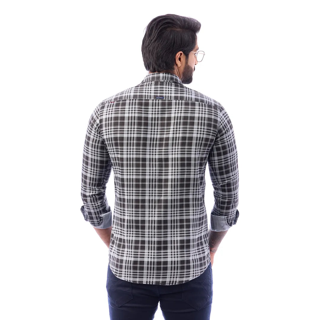 Men Blue And Black Print Checked Shirt - 1493