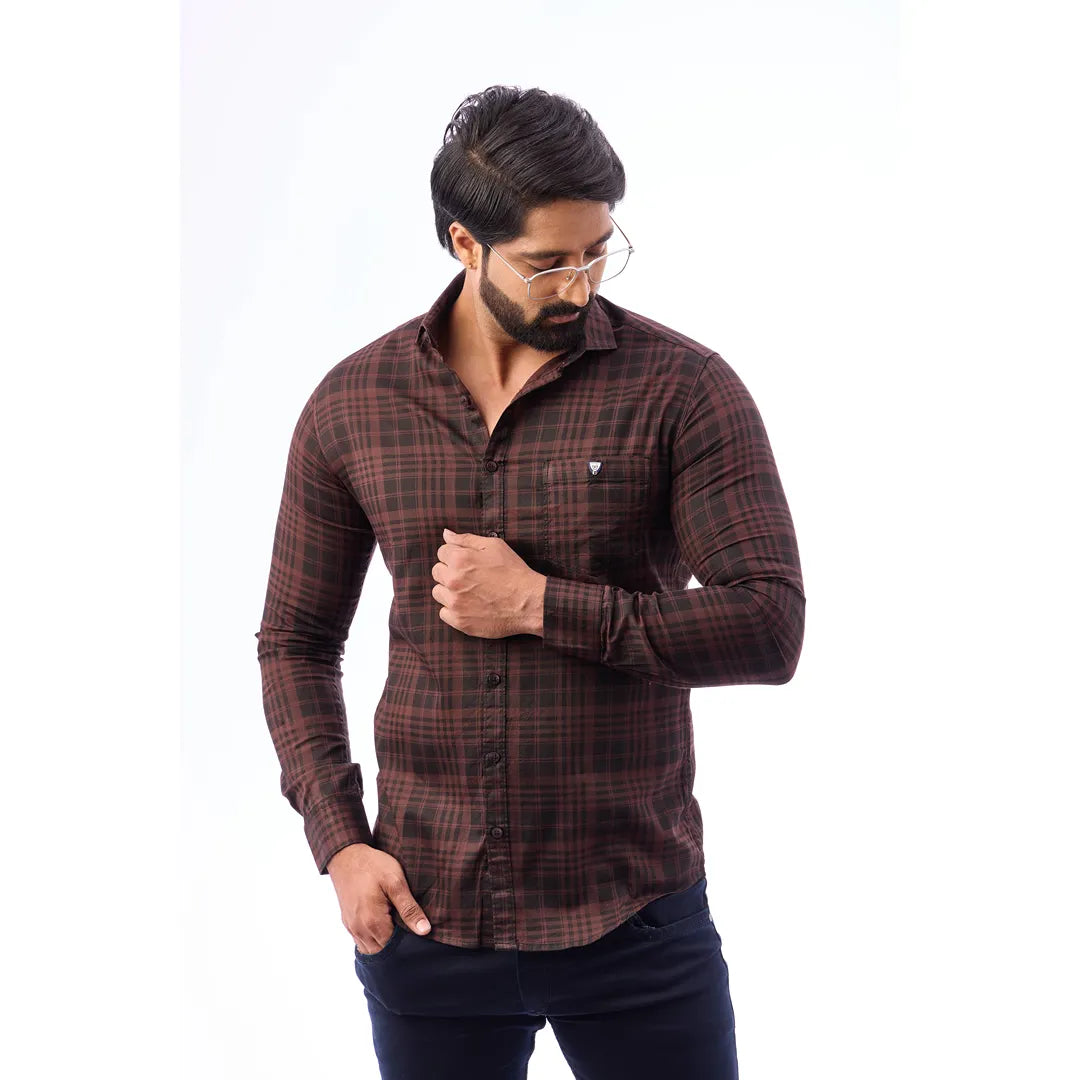 Men Blue And Black Print Checked Shirt - 1493