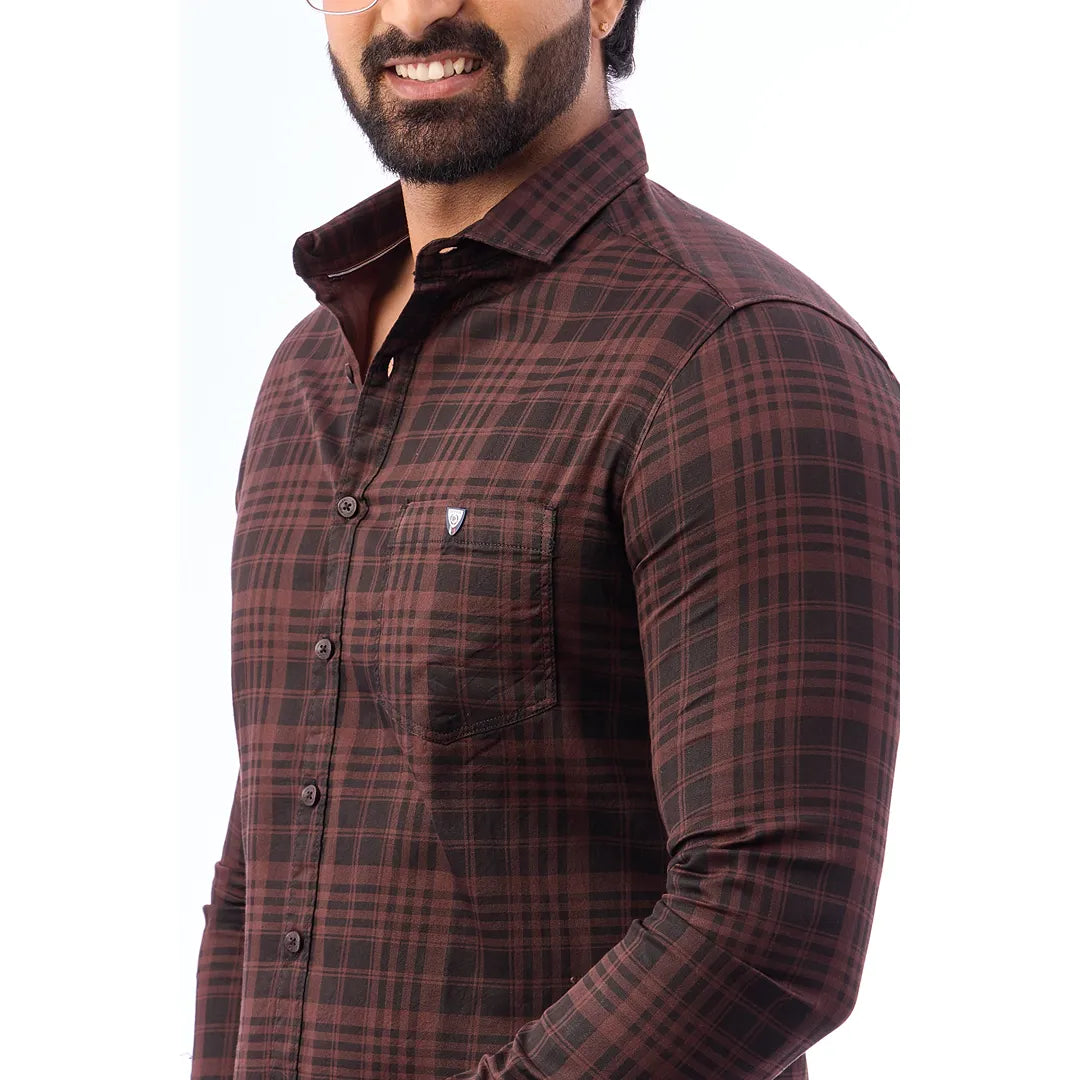 Men Blue And Black Print Checked Shirt - 1493