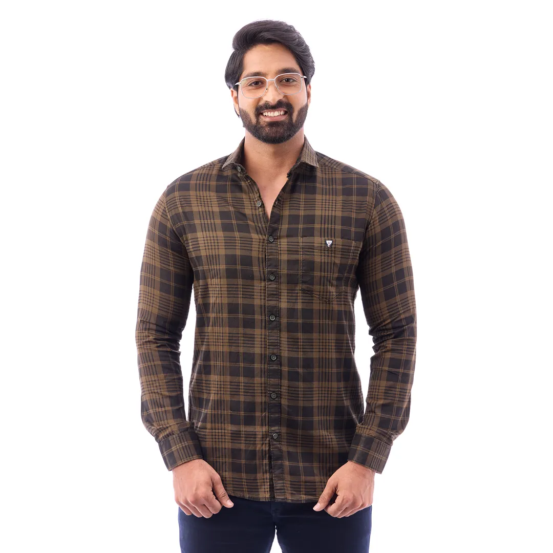 Men Blue And Black Print Checked Shirt - 1493