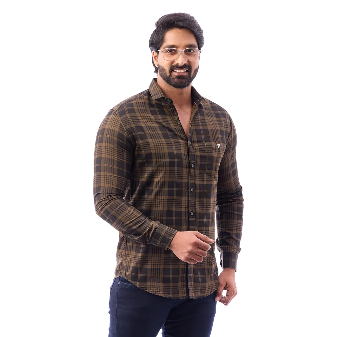 Men Blue And Black Print Checked Shirt - 1493