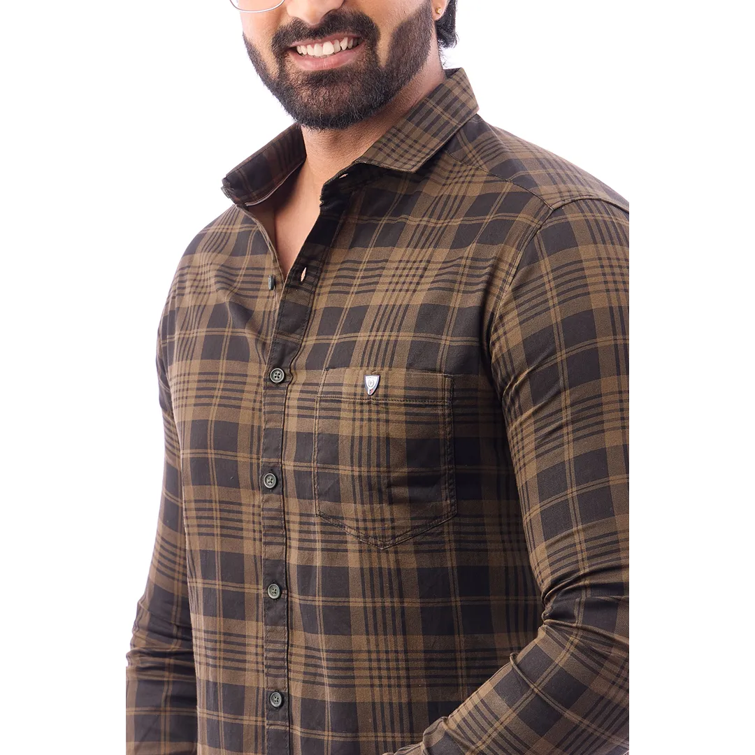 Men Blue And Black Print Checked Shirt - 1493