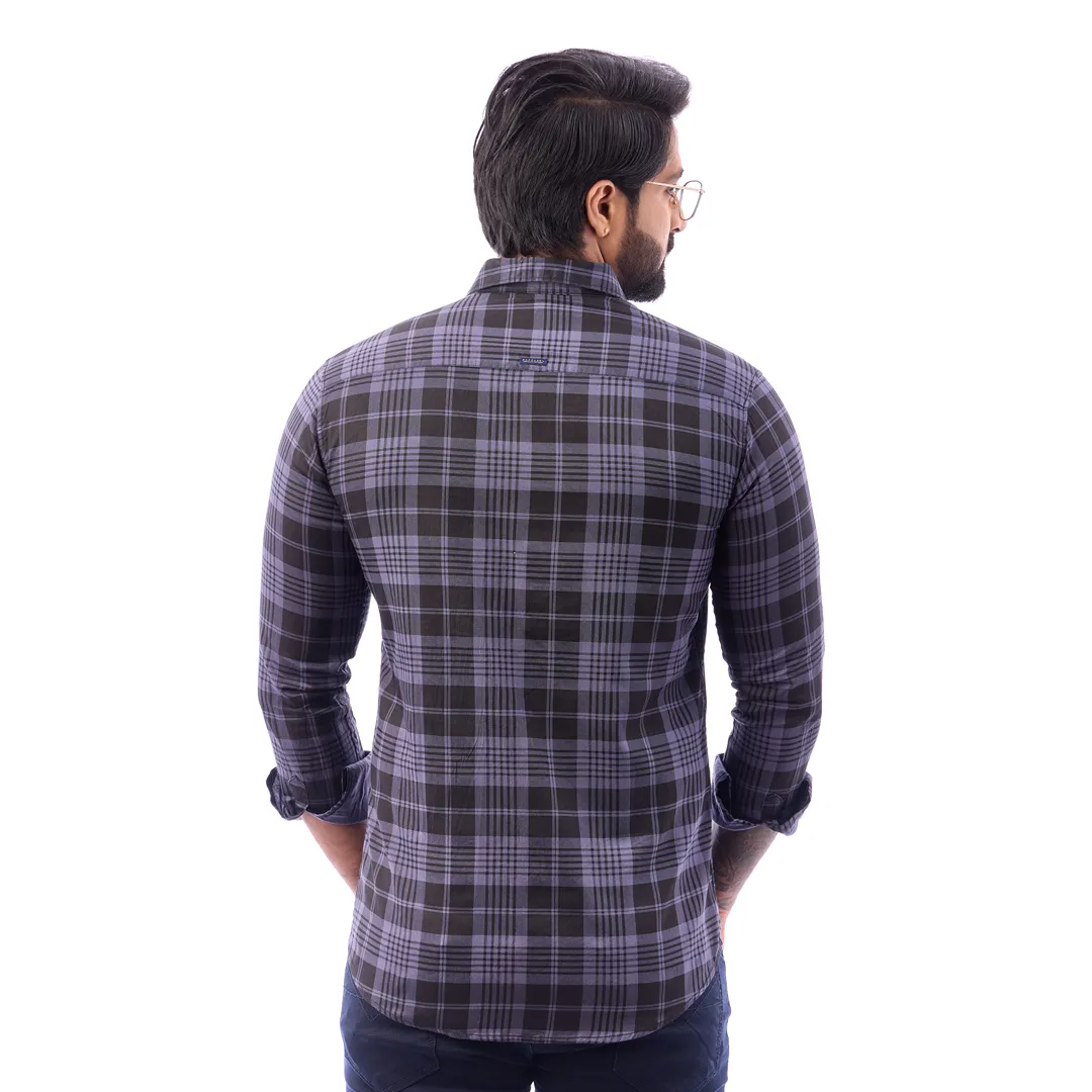 Men Blue And Black Print Checked Shirt - 1493