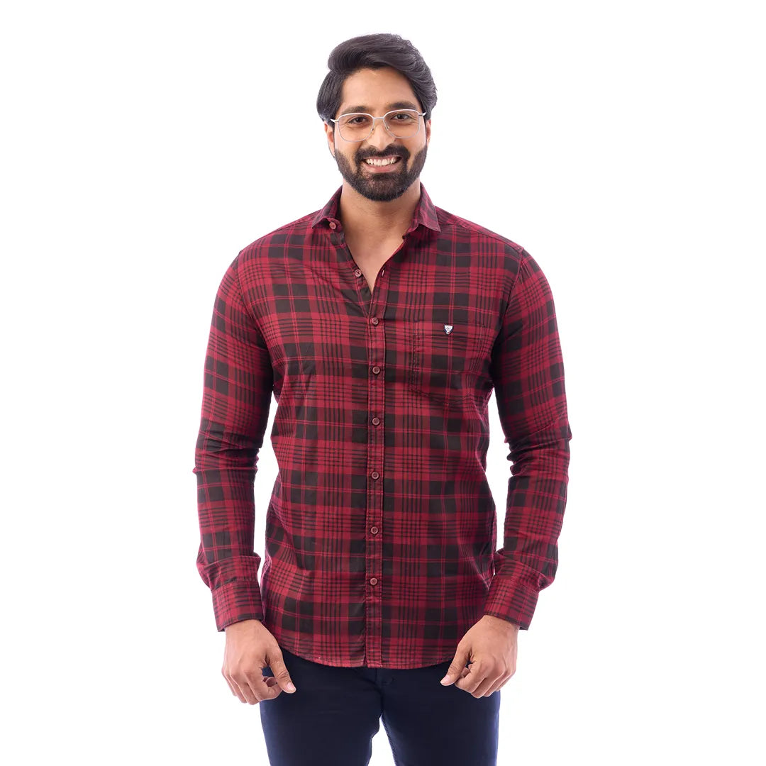 Men Blue And Black Print Checked Shirt - 1493