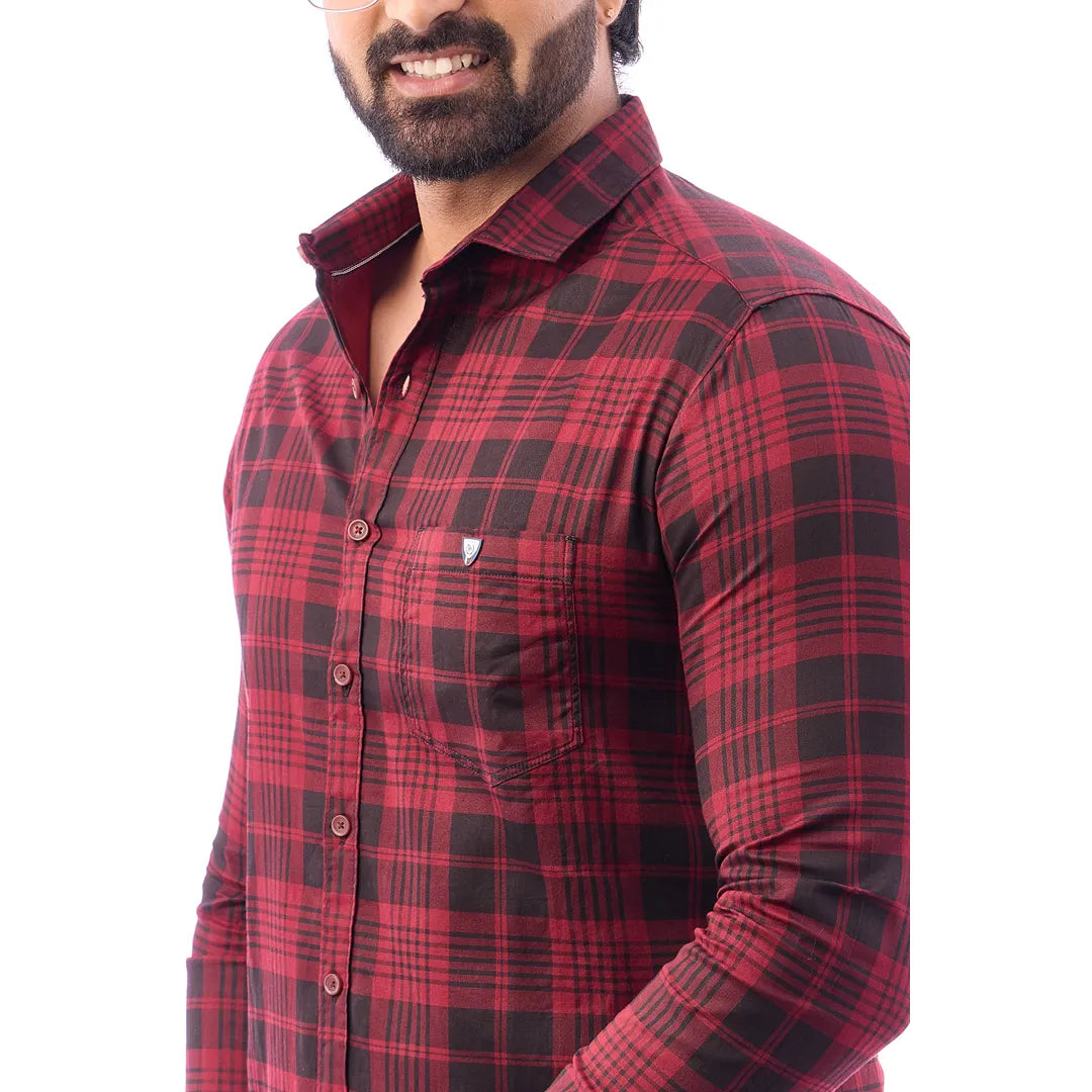 Men Blue And Black Print Checked Shirt - 1493