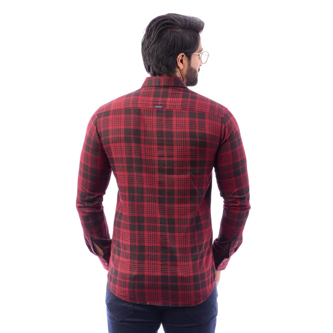 Men Blue And Black Print Checked Shirt - 1493