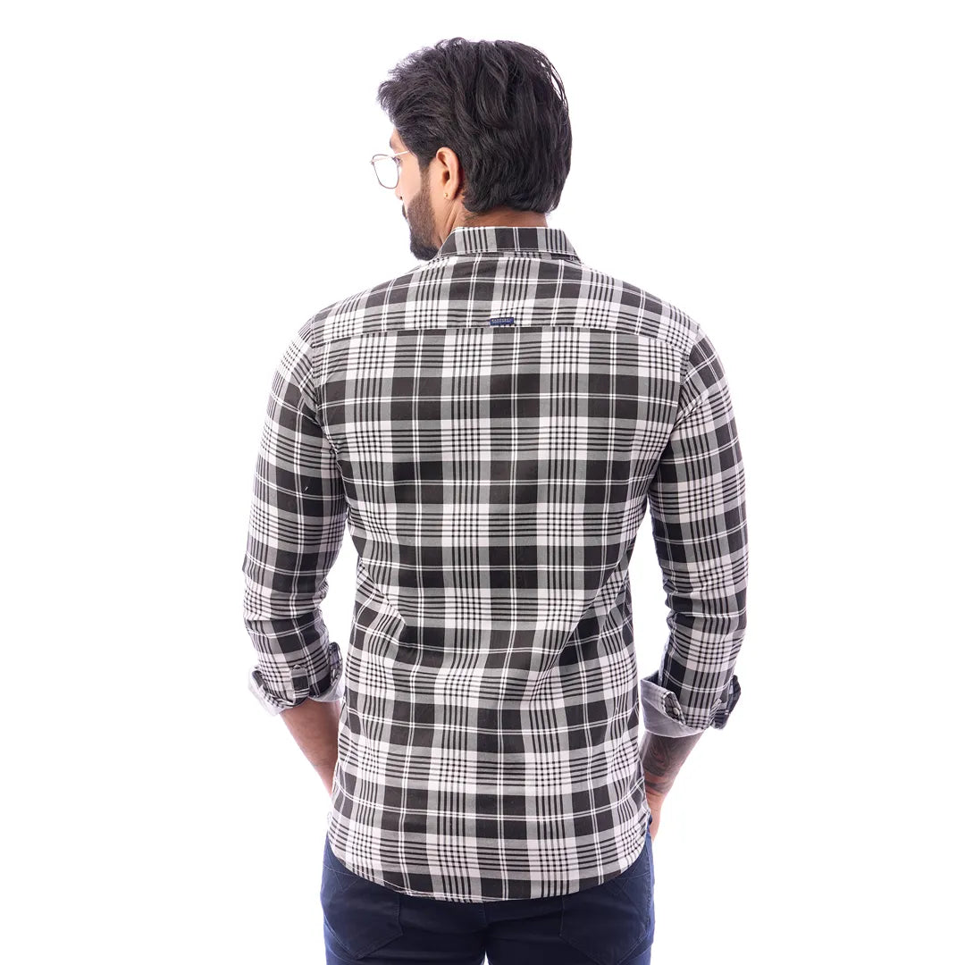 Men Blue And Black Print Checked Shirt - 1493