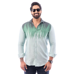 Green Twill Plain Partywear Shirt For Men - 5492