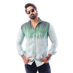 Green Twill Plain Partywear Shirt For Men - 5492