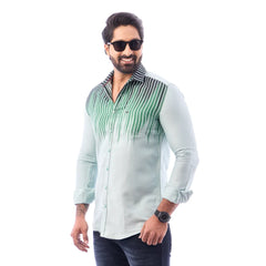 Green Twill Plain Partywear Shirt For Men - 5492