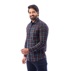 Men Black Twill Checked Shirt - 6994