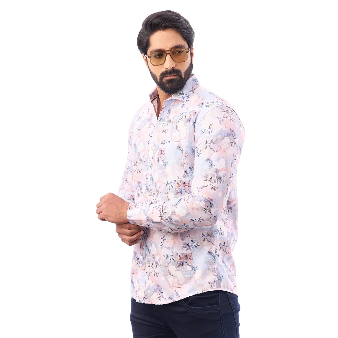 Green Oxford Printed Shirt For Men - 7182