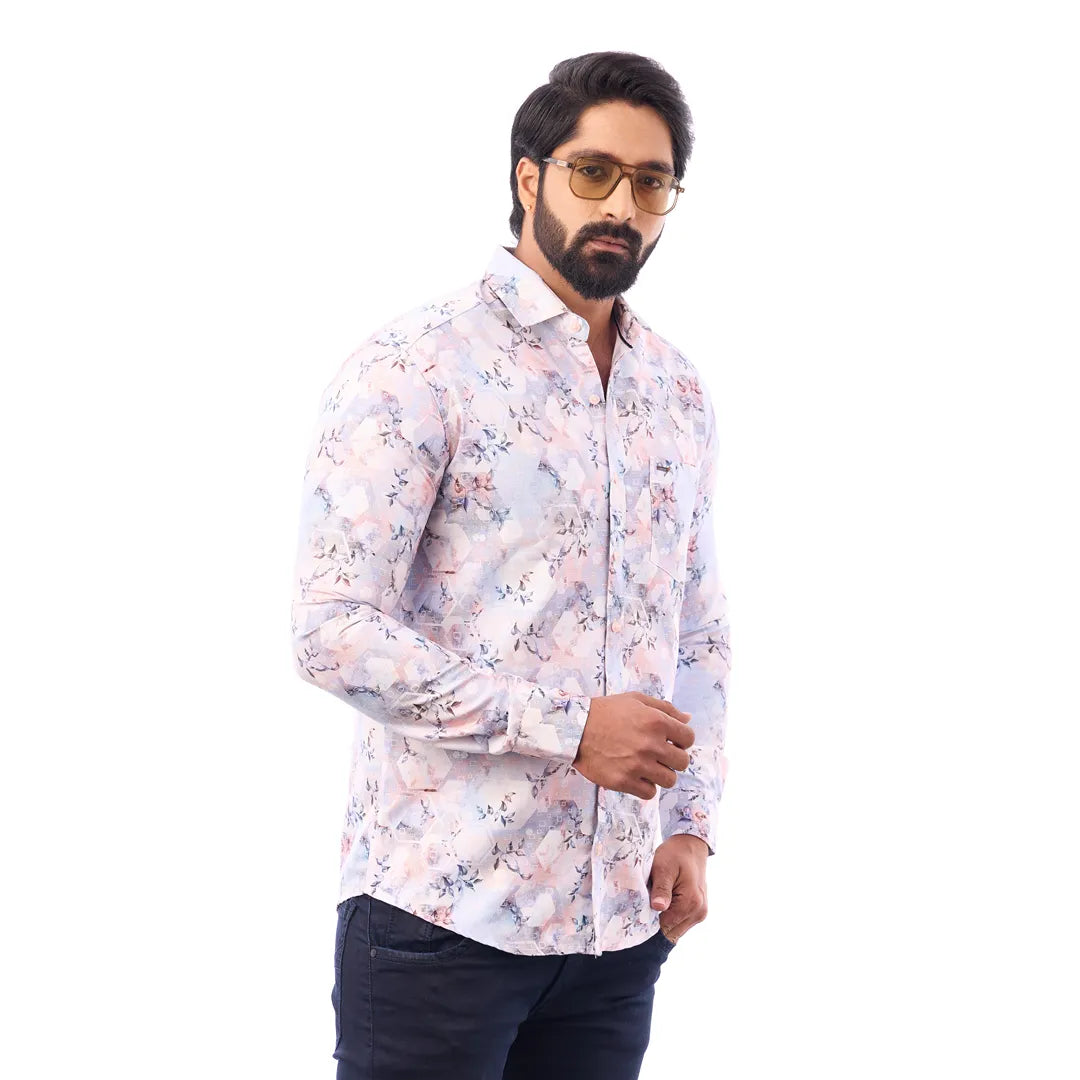 Green Oxford Printed Shirt For Men - 7182