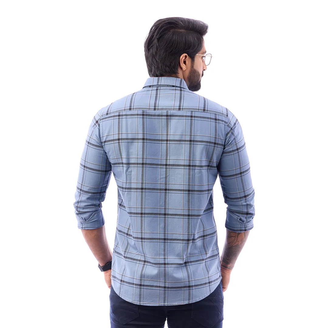 Men Blue Oxford Checked Shirt - 7242