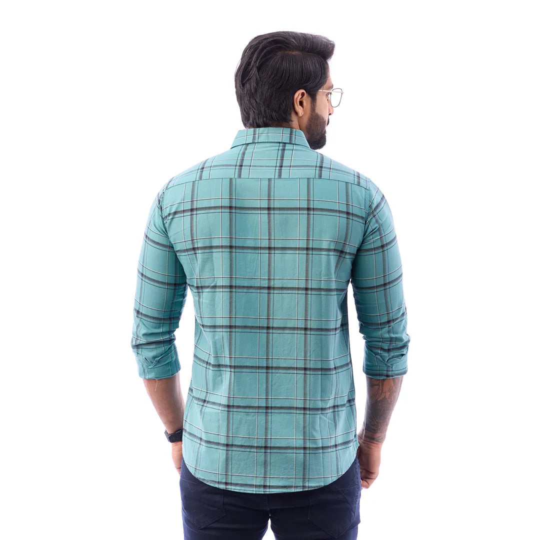 Men Blue Oxford Checked Shirt - 7242