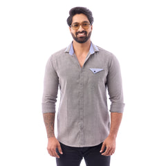 Grey Oxford Plain Shirt For Men - 7384