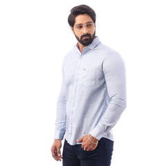 Blue Satin Printed Shirt For Men - 7409