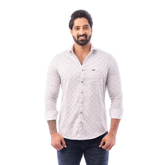 Grey Satin Pattern Printed Shirt For Men - 7411